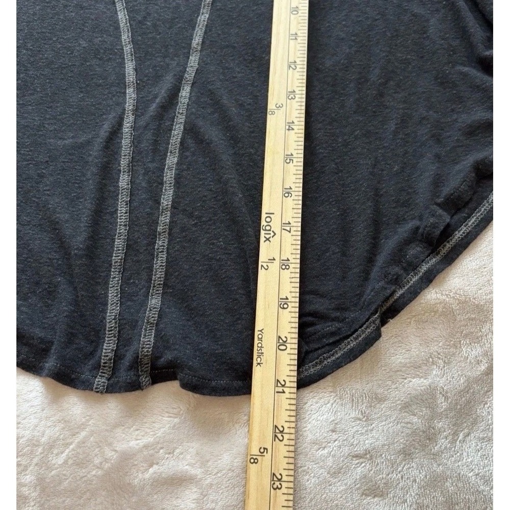 We The Free People Cold Shoulder Top Black Linen Blend Contrast Stitch XS - Picture 9 of 11